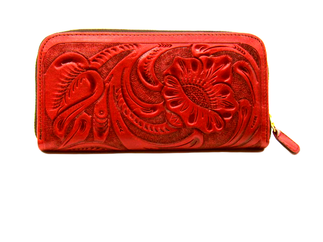 Cartera Artesanal Cincelada a Mano Color Roja