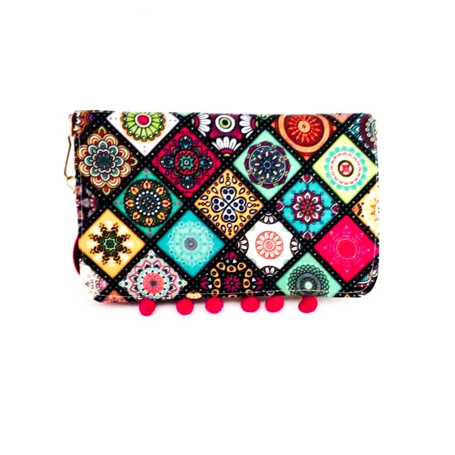 Bolsa Clutch Pompones Rosa Estilo Mexicano